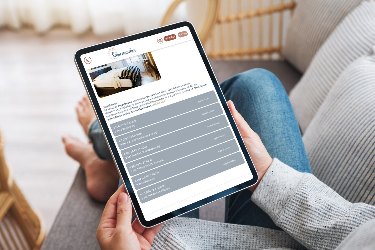 Casablanca Homepagebuchung am Tablet