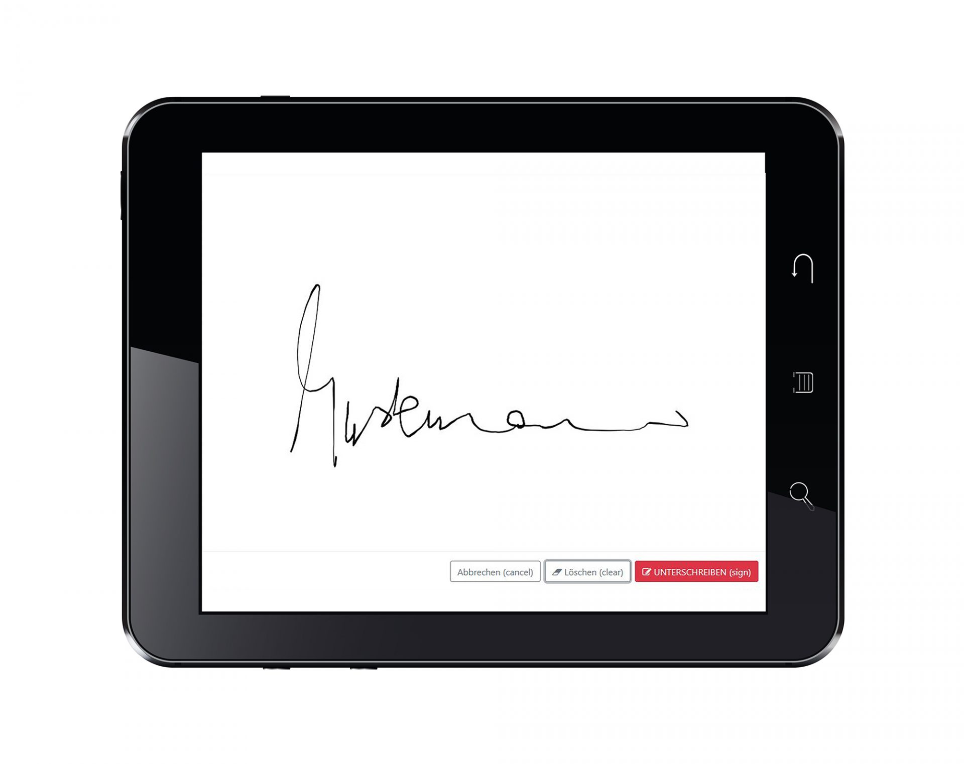 Elektronische Unterschrift am Tablet